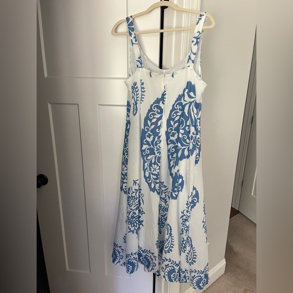 NWT THML White Blue Midi Print Dress mediterranean - Picture 6 of 6